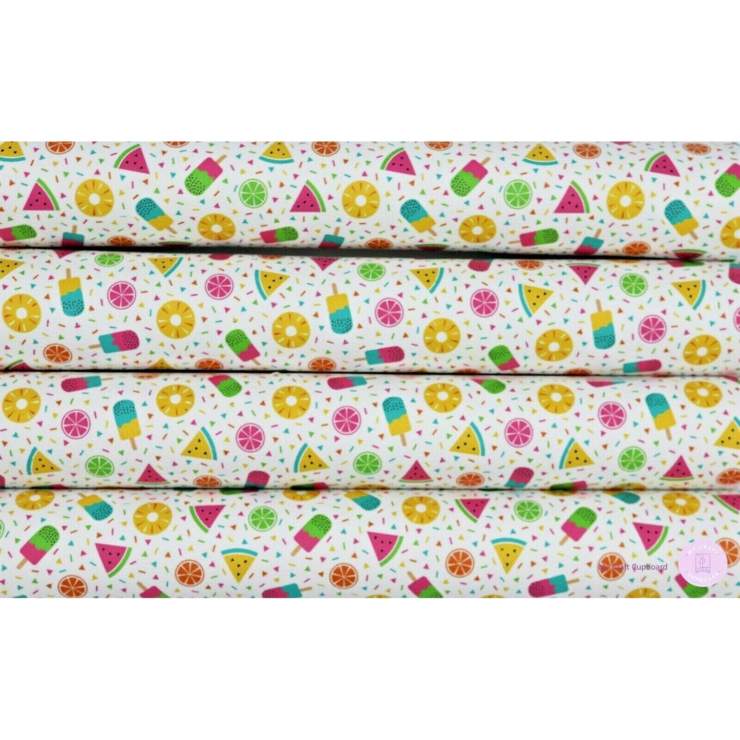 Summer Days and Donuts - Patterned Leatherette Fabric A4 - Hair Bows and Crafts