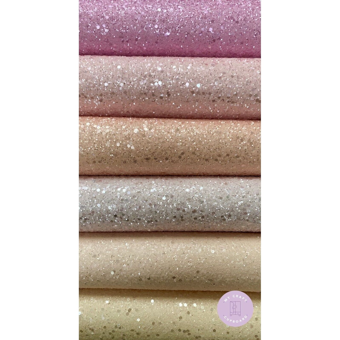 Pastel Chunky Glitter Sparkly Fabric A4 Sheets 12 Colours Hair Bows & Crafts