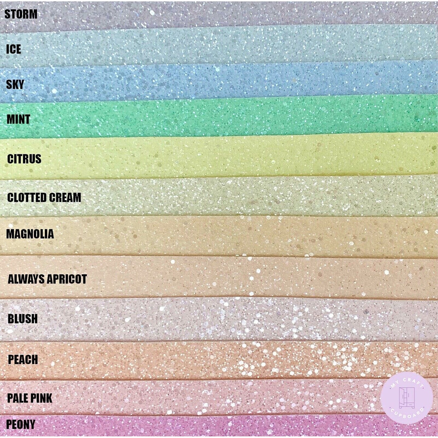 Pastel Chunky Glitter Sparkly Fabric A4 Sheets 12 Colours Hair Bows & Crafts
