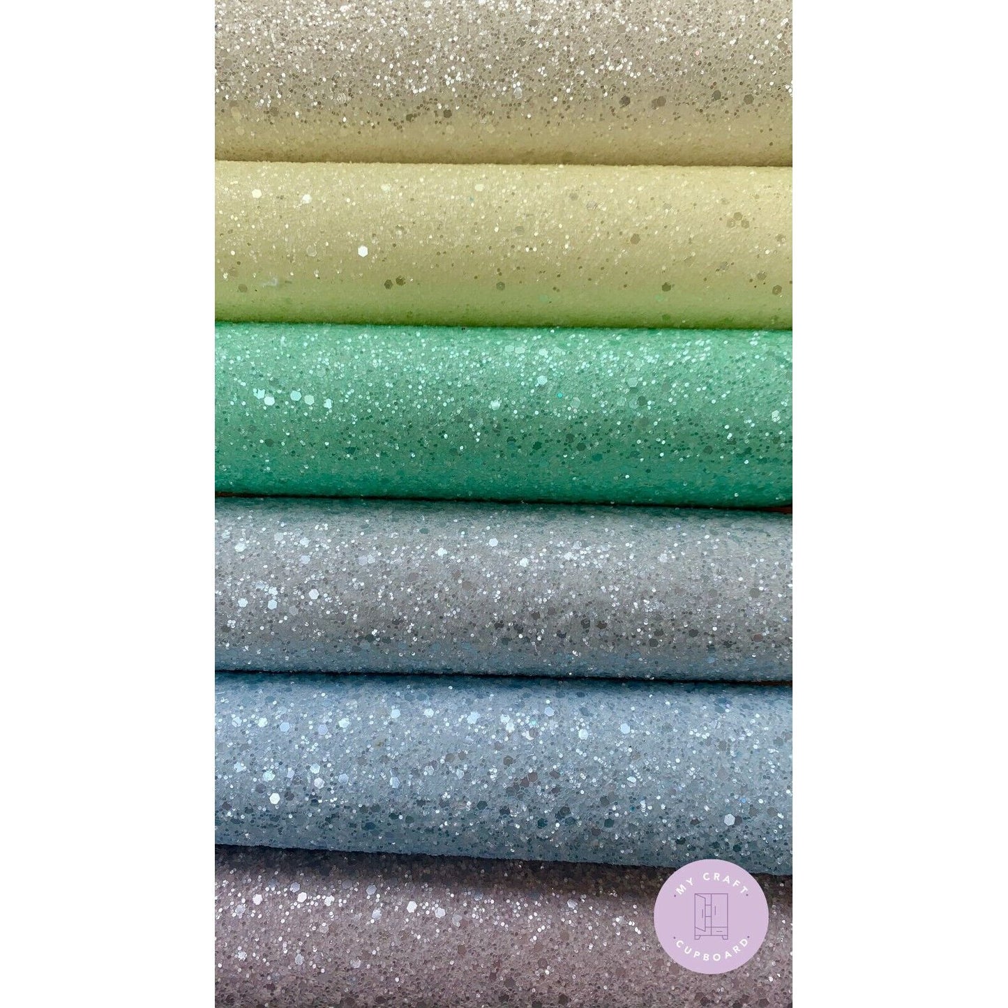 Pastel Chunky Glitter Sparkly Fabric A4 Sheets 12 Colours Hair Bows & Crafts
