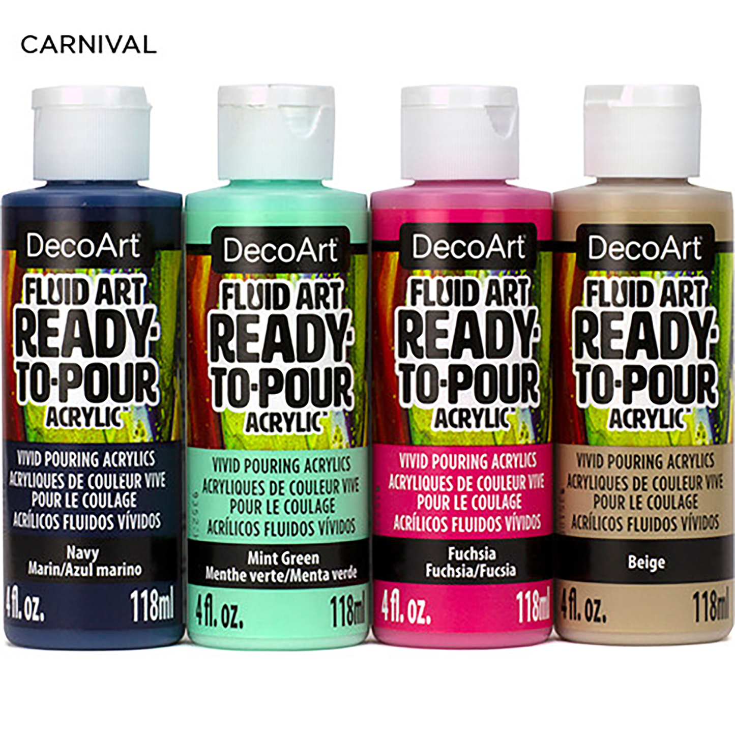 Carnival Fluid Art Ready-To-Pour 4oz Larger Bottles 4 Pack DASK584