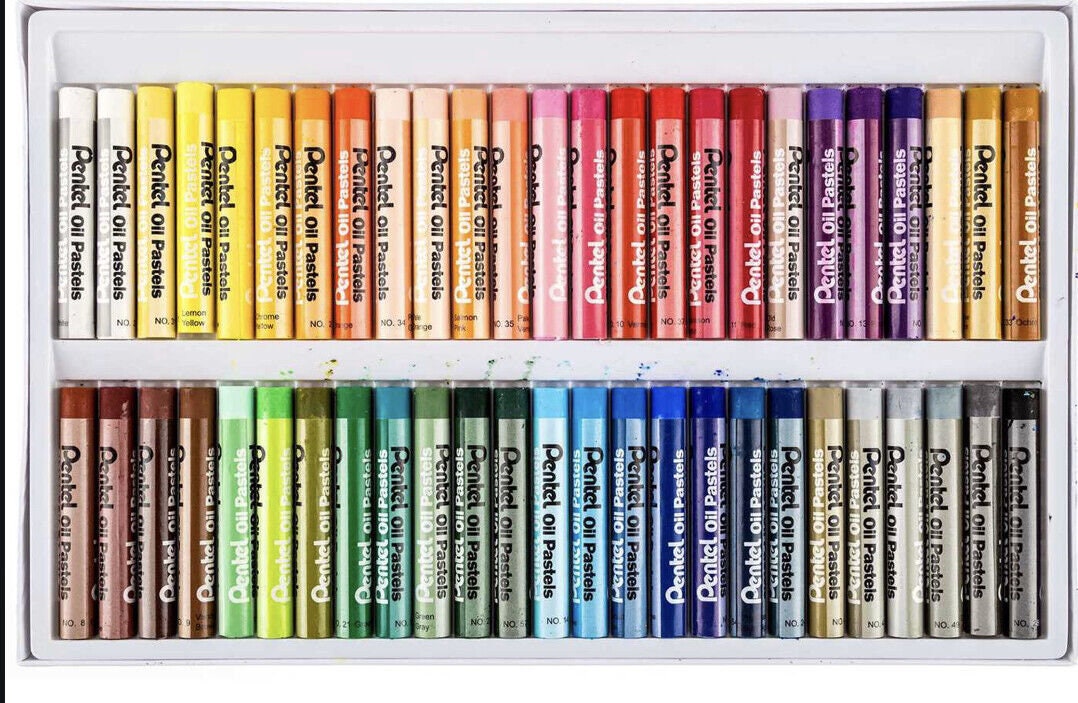 Oil Pastels by Pentel, Artist's Pastels Pack of 50 vivid colours PHN50 Blendable