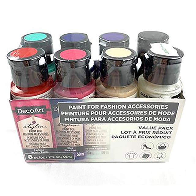 DecoArt Stylin' Fashion Paint - 20 colours for leather canvas Satin Finish Paint