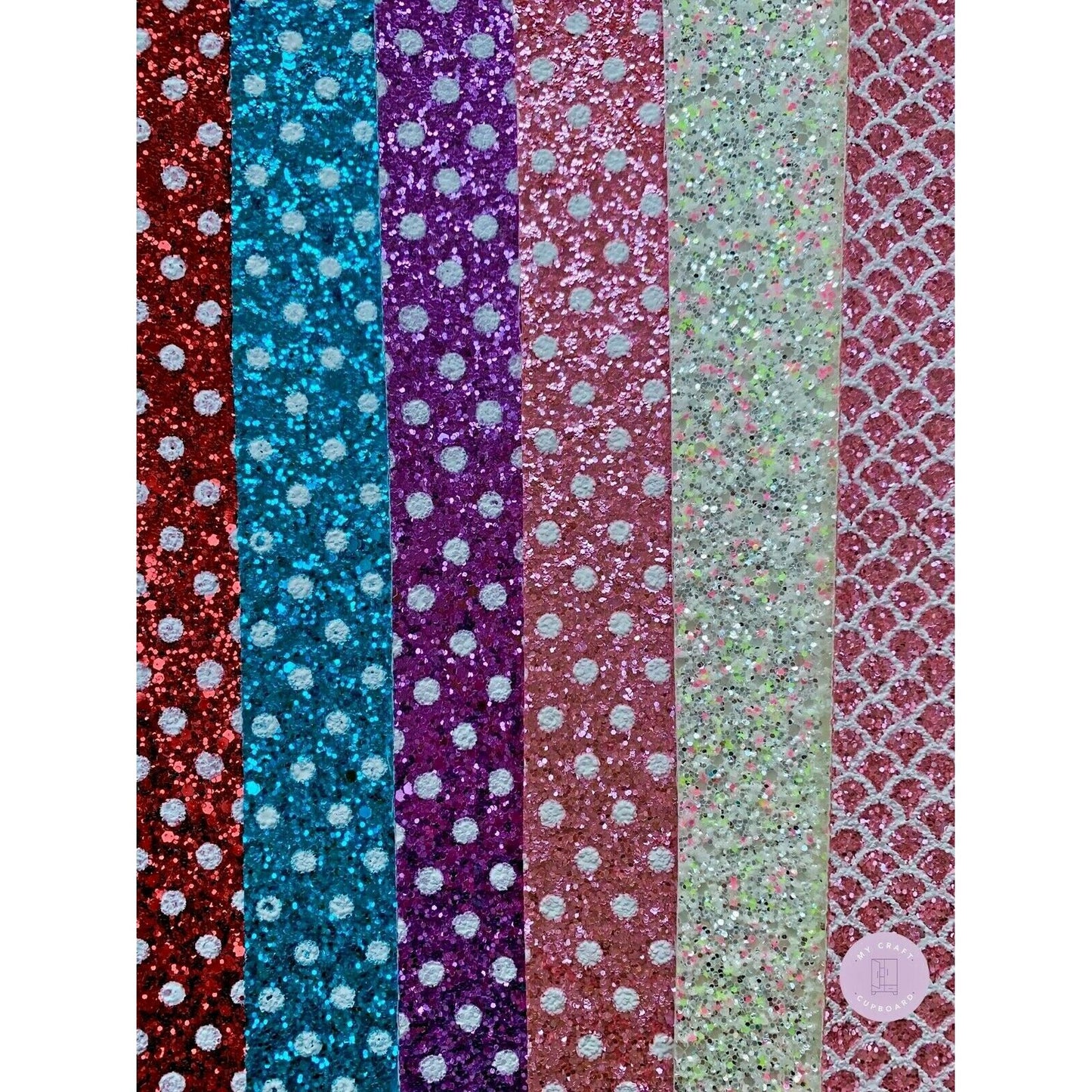 Chunky Glitter Fabric Polka Dot, Mermaid or Confetti Craft A4 Sheets Hair Bows