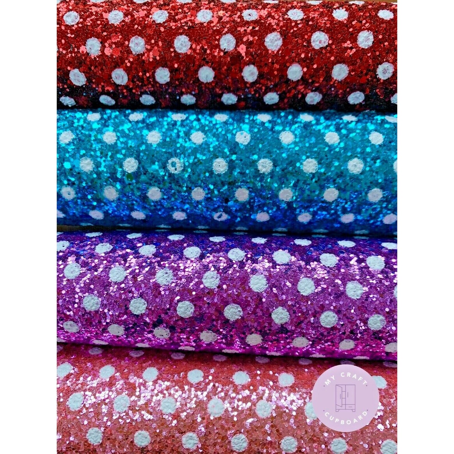 Chunky Glitter Fabric Polka Dot, Mermaid or Confetti Craft A4 Sheets Hair Bows