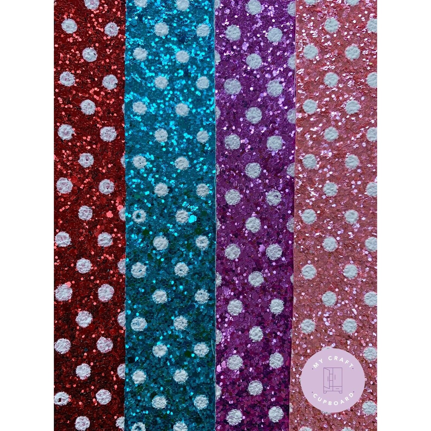 Chunky Glitter Fabric Polka Dot, Mermaid or Confetti Craft A4 Sheets Hair Bows
