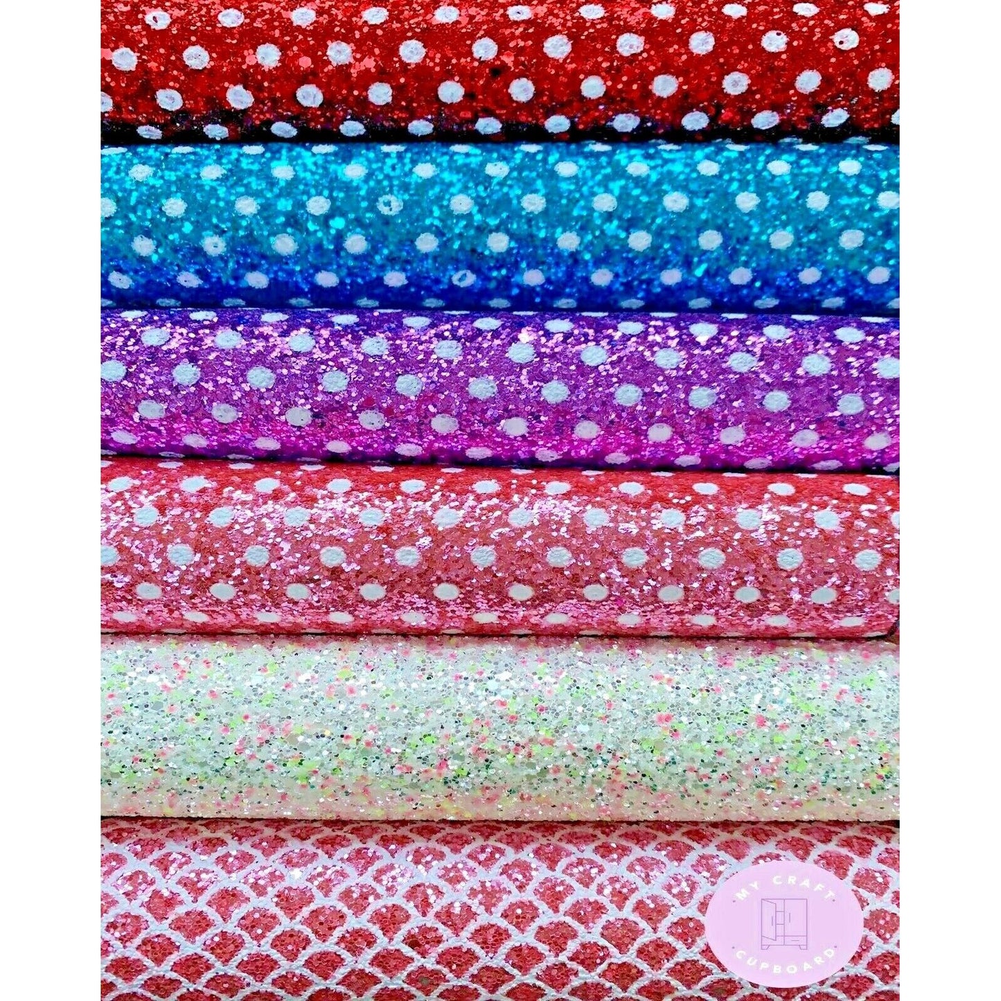Chunky Glitter Fabric Polka Dot, Mermaid or Confetti Craft A4 Sheets Hair Bows