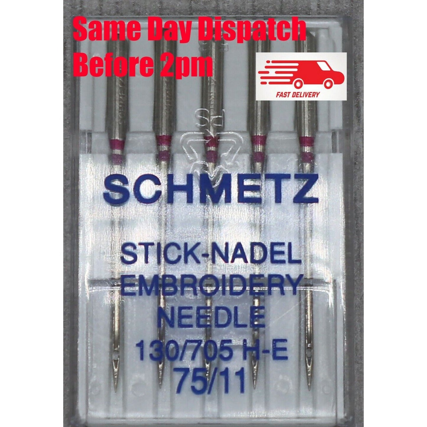 75/11 Embroidery Needles Schmetz 130/705 H-E 75/11 Pack 5 fits Brother PR series