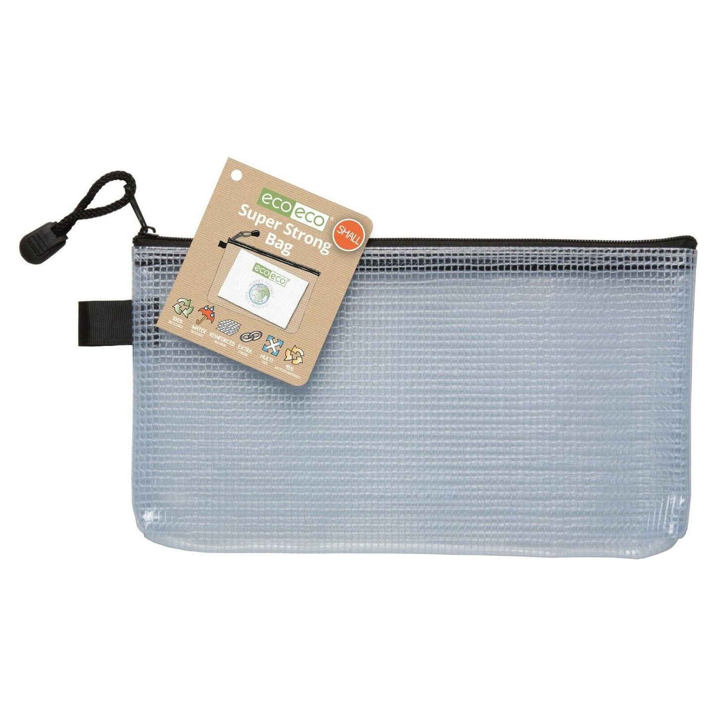 Small Super Strong Bag, Waterproof Mesh Tuff Bag, Black Zip 230mm x 125mm ECO037