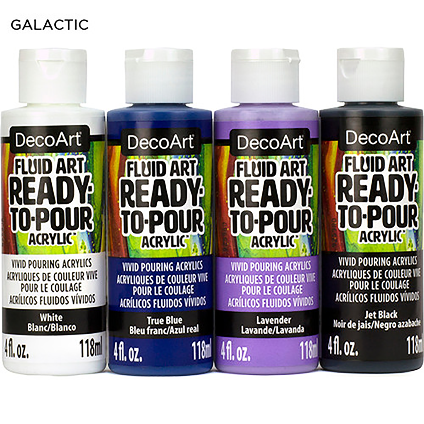 Galactic Fluid Art Ready-To-Pour 4oz Larger Bottles 4 Pack DASK536