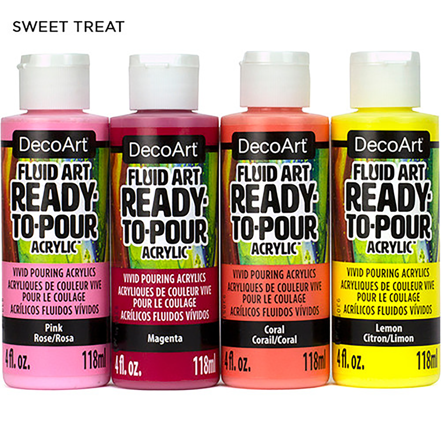 Sweet Treat Fluid Art Ready-To-Pour 4oz Larger Bottles 4 Pack DASK537